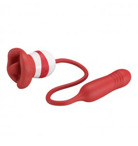 Pretty Love - Ashlynn Tongue Licking Thrusting Vibrator (Chargeable - Red)